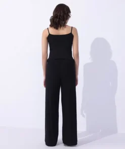 Fashion Sapphire Wide Leg Jersey Trousers Black