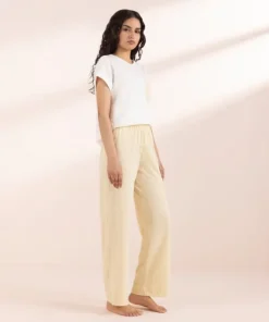 Discount Sapphire Yarn Dyed Pull-On Trousers Yellow & White